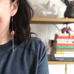 nabi Jewelry - Nabi Sterling silver & rose quartz hoop earrings nabi Jewelry - Nabi Sterling silver & rose quartz hoop earrings